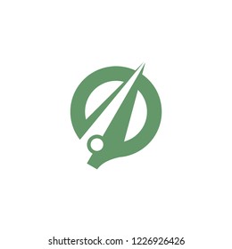 A unique friendly logo representing a clasic pen with circlr. Ideal for book or publisher industry.