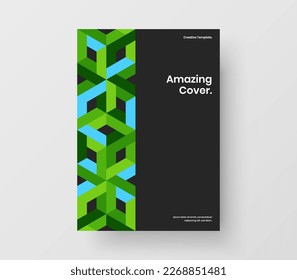 Unique front page A4 design vector concept. Colorful mosaic shapes company identity template.