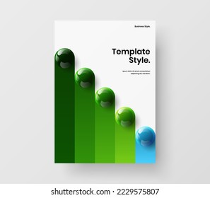 Unique front page A4 vector design layout. Simple 3D spheres presentation template.