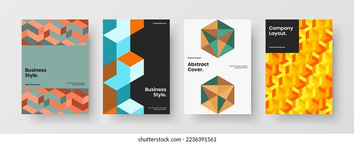 Composición única de la plantilla de diseño vectorial de la página principal A4. Conjunto de ilustración de la lista de control de patrones geométricos frescos.