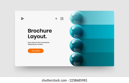 Unique front page design vector illustration. Minimalistic 3D spheres horizontal cover concept.