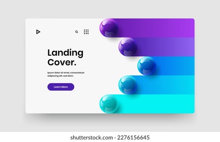 Unique front page design vector concept. Vivid 3D balls placard template.
