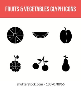 Unique Fruits and Vegetable Vector Icon Set
