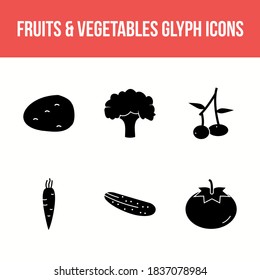 Unique Fruits and Vegetable Vector Icon Set