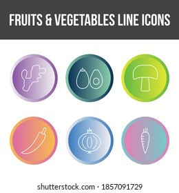 Unique Fruits and Vegetable Vector Icon Set