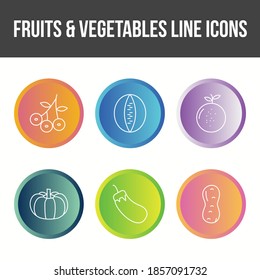 Unique Fruits and Vegetable Vector Icon Set