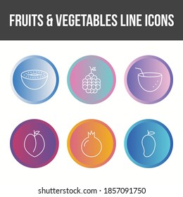 Unique Fruits and Vegetable Vector Icon Set
