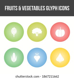 Unique Fruits and Vegetable Vector Icon Set