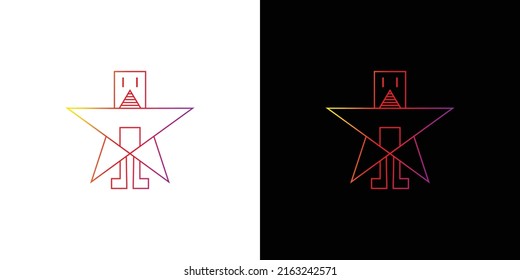 Unique and fun robot star logo design