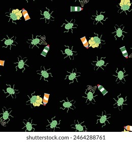 Unique and fun seamless pattern of pests,