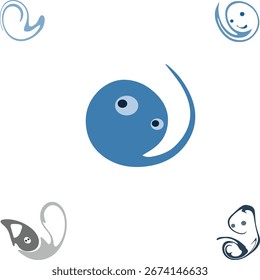 Unique funny emoticons. Drawing without background.