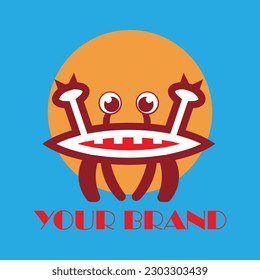 logotipo único y divertido, logotipo de cangrejo, adecuado para el negocio de la alimentación