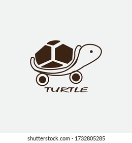 Unique funny turtle logo vector design illustration