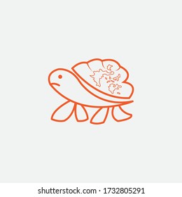 Unique funny turtle logo vector design illustration