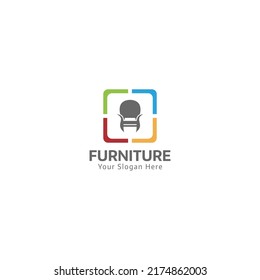 unique Furniture logo white Background