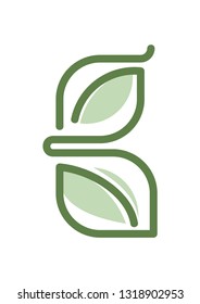 Unique G Green Leaf Line Art Logo Icon