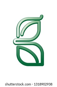 Unique G Green Leaf Outline Nature Logo Icon