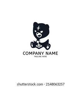 Unique gaming bear logo. A simple flat vector design with negative space.