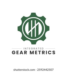 Unique gear logo with integrated lines, symbolizing interconnected metrics and data analysis. Ideal for tech, finance, and business intelligence brands. Modern, clean, and versatile design.