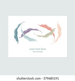Unique gentle vector card template with decorative leaves and space for your text. Decoration for packages, greeting cards, prints, wedding invitations, leaflets, cosmetics etc. 