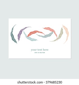 Unique gentle vector card template with decorative leaves and space for your text. Decoration for packages, greeting cards, prints, wedding invitations, leaflets, cosmetics etc. 