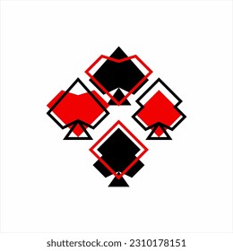 Unique geometric abstract poker card symbol illustration logo design.