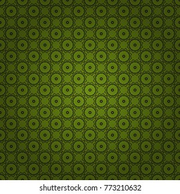 Unique geometric bright swatch in gray, green and black colors. Creative decoration for wallpaper, clothes, textile. Abstract vector background with mandalas. Vector illustration.