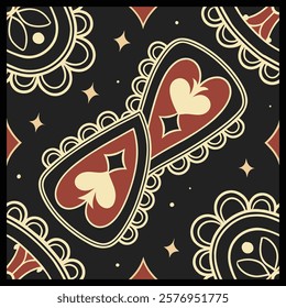 Unique Geometric Card Suit Patterns for Artistic Wall Decor, Modern Branding, Invitation Cards, Packaging Designs, and Elegant Textile Prints in Seamless Vector Style.

