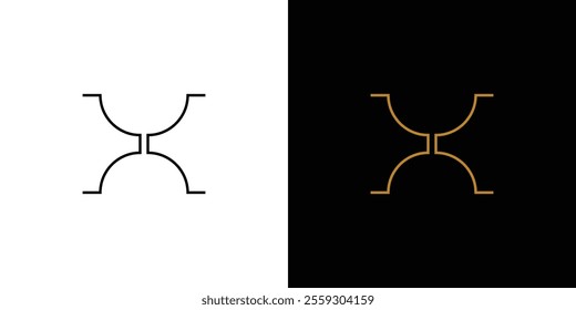 Unique Geometric H Logo Design with Contrasting Black and White Background