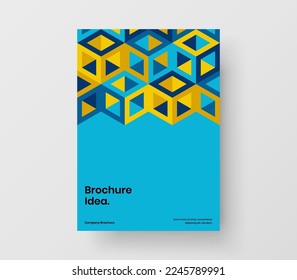 Unique geometric hexagons journal cover template. Clean brochure design vector illustration.