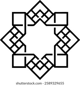 A unique geometric Islamic pattern with square-box details forming a star.