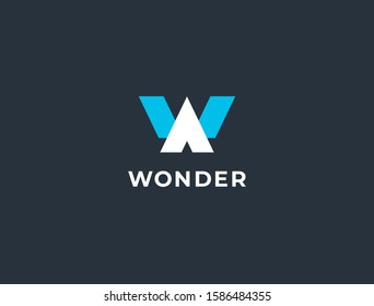 Unique geometric letter W logo template. Vector icon.