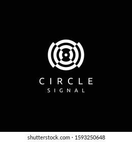 Unique and geometric logo design of circle and signal with black background - EPS10 - Vector.