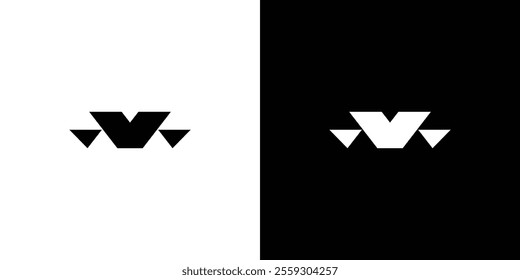 Unique Geometric M Logo Design with Black and White Contrast Elements