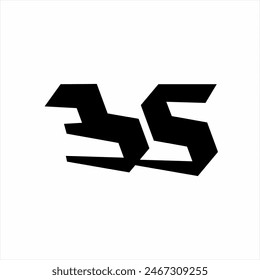 Unique geometric number 35 design.