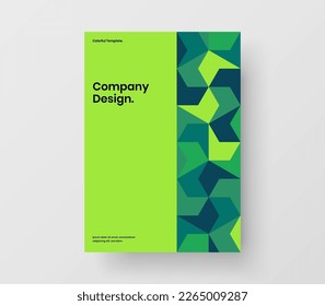 Unique geometric pattern company brochure template. Original pamphlet A4 design vector layout.