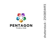 Unique Geometric Pentagon Logo Icon Design.