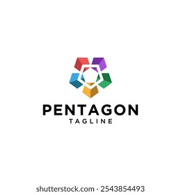 Design exclusivo do ícone do logotipo do Pentágono Geométrico.