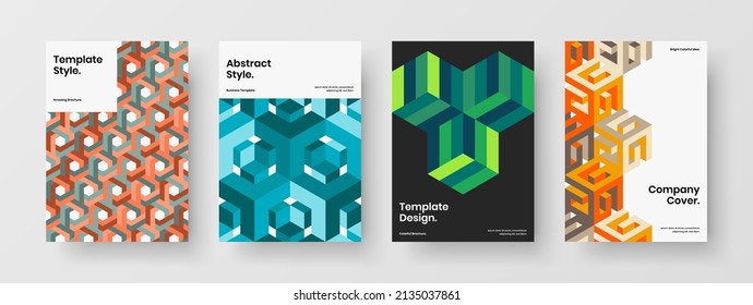 Conjunto de diseño de folletos de formas geométricas únicas. Conjunto de plantillas vectoriales de diseño de portada de catálogo fresco.