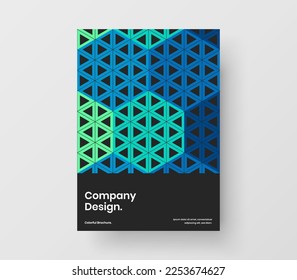 Unique geometric shapes brochure concept. Multicolored presentation A4 design vector illustration.