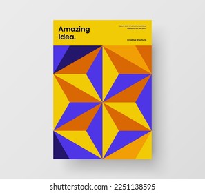 Unique geometric shapes cover layout. Premium company identity A4 vector design concept.