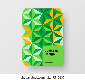 Unique geometric tiles annual report illustration. Original book cover A4 vector design layout.