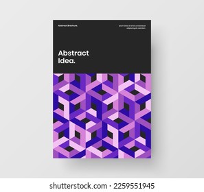 Unique geometric tiles banner layout. Fresh postcard A4 design vector concept.