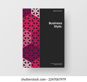 Unique geometric tiles company brochure template. Minimalistic banner design vector concept.