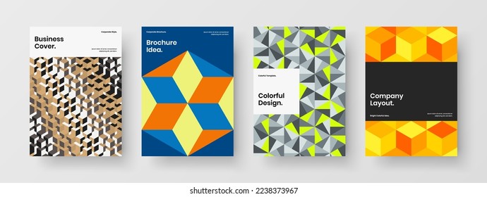 Conjunto de ilustración de fichas geométricas únicas. Composición de diseño de vectores de la lista de mano aislada A4.