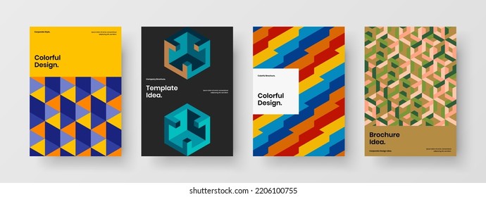 Conjunto de plantillas de presentación de fichas geométricas únicas. Colección de ilustraciones vectoriales de diseño de portada de catálogo a la moda.