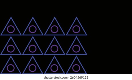 Unique geometric triangle pattern with contrasting purple circles.
