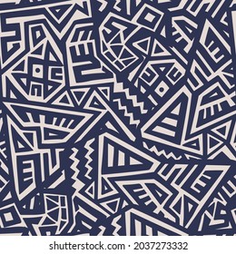 Unique Geometric Vector Seamless Pattern made in ethnic style. Aztec textile print. African traditional design. Creative boho pattern. Perfect for site backgrounds, wrapping paper and fabric design.