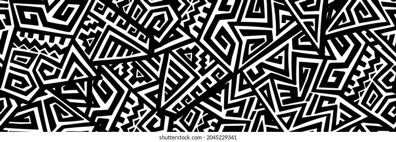 Unique Geometric Vector Seamless Pattern made in ethnic style. Aztec textile print. African traditional design. Creative boho pattern. Perfect for site backgrounds, wrapping paper and fabric design.