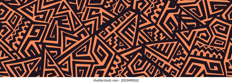 Einzigartige geometrische Vektorgrafik Nahtlose Muster im ethnischen Stil. Azteken-Stoffdruck. Traditionelles afrikanisches Design. Kreatives Boho-Muster. Ideal für Hintergründe, Wickelpapier und Stoffdesign.